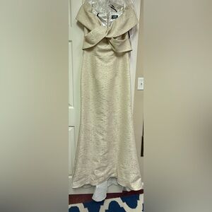 Alyce Paris Textured Cream Maxi Dress